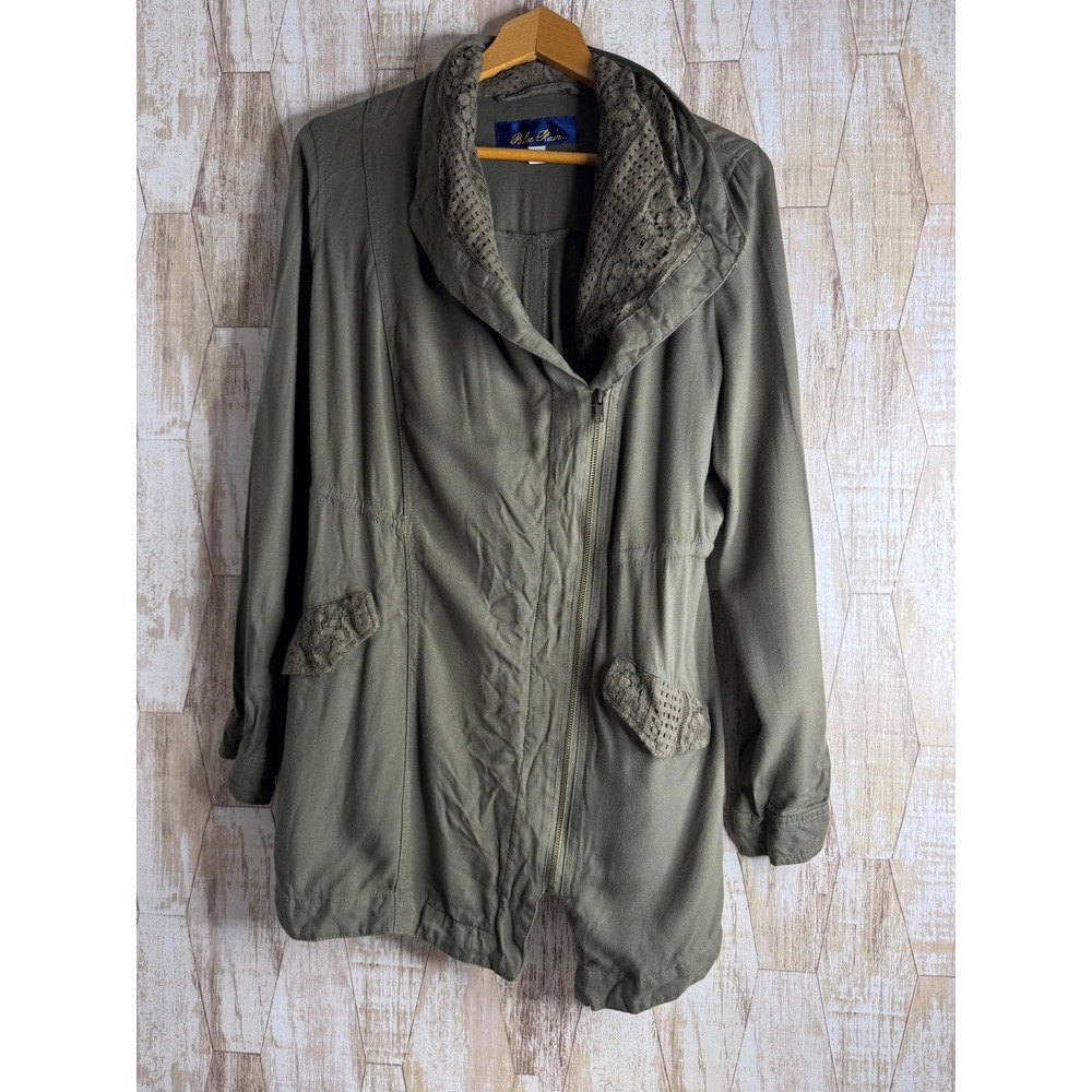 Blue Rain Olive Green Utility Jacket Lace Detail Drawstring Waist Women's Medium